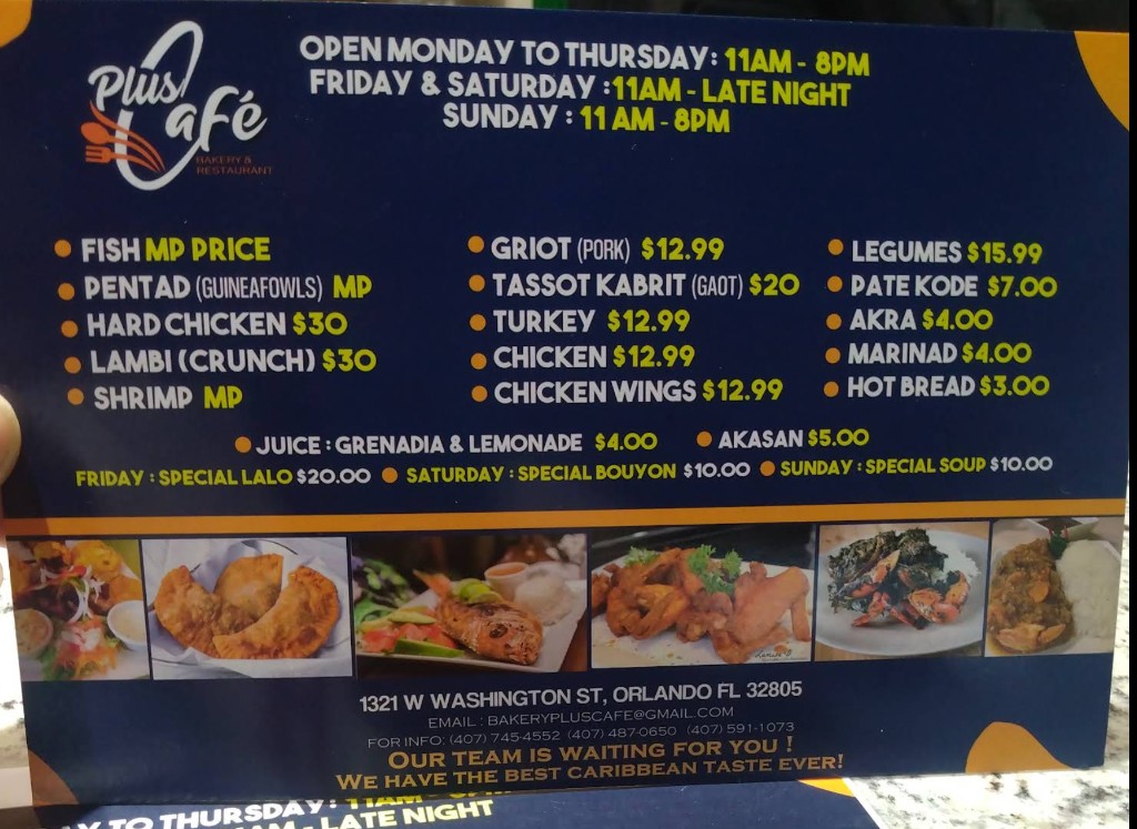 Plus Café menu board